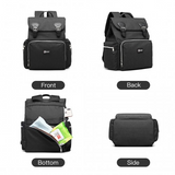 E1976 - Kono Travel Baby Changing Backpack with USB Charging Interface - Black