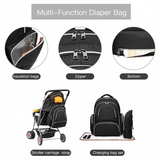 E6706 - Kono Large Capacity Multi Function Baby Diaper Backpack - Black