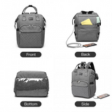 E6705USB - Kono Plain Wide Opening Baby Nappy Changing Backpack With USB Connectivity - Grey