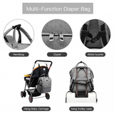 E6705USB - Kono Plain Wide Opening Baby Nappy Changing Backpack With USB Connectivity - Grey