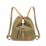 E6850 - Kono Canvas Hobo Slouch Shoulder Bag and Backpack - Khaki