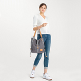 E6850 - Kono Canvas Hobo Slouch Shoulder Bag and Backpack - Khaki