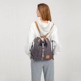 E6850 - Kono Canvas Hobo Slouch Shoulder Bag and Backpack - Khaki