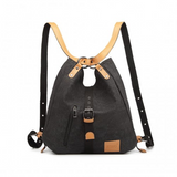 E6850 - Kono Canvas Hobo Slouch Shoulder Bag and Backpack - Black