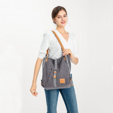 E6850 - Kono Canvas Hobo Slouch Shoulder Bag and Backpack - Black