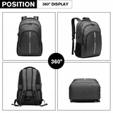 E1972 - Kono Large Backpack with Reflective Stripe and USB Charging Interface - Grey