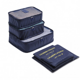 E6874 - Kono 6 Piece Polyester Travel Luggage Organiser Bag Set - Navy