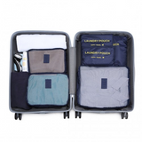 E6874 - Kono 6 Piece Polyester Travel Luggage Organiser Bag Set - Navy