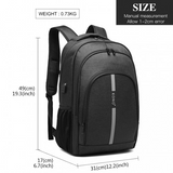 E1972 - Kono Large Backpack with Reflective Stripe and USB Charging Interface - Black