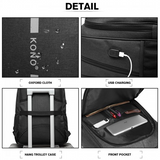 E1972 - Kono Large Backpack with Reflective Stripe and USB Charging Interface - Black