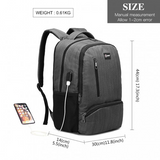 E1978 - Kono Multi Compartment Backpack with USB Connectivity - Grey