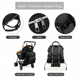 E6705USB - Kono Plain Wide Opening Baby Nappy Changing Backpack With USB Connectivity - Black