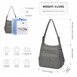 EH2063 - Kono Three Way Multipurpose Casual Shoulder Bag With Double Zippers - Grey