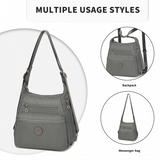 EH2063 - Kono Three Way Multipurpose Casual Shoulder Bag With Double Zippers - Grey