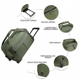 EQ2235 - Kono Foldable Large Capacity Trolley Travel Bag - Green