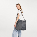 EH2221 - Kono Paneled Contrast Large Capacity Canvas Shoulder Bag - Grey