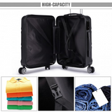 K1871-1L - Kono ABS 20 Inch Sculpted Horizontal Design Cabin Luggage - Black