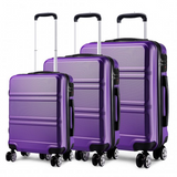 K1871-1L - Kono ABS Sculpted Horizontal Design 3 Piece Suitcase Set - Purple