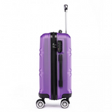 K1871-1L - Kono ABS Sculpted Horizontal Design 3 Piece Suitcase Set - Purple