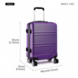 K1871-1L - Kono ABS Sculpted Horizontal Design 3 Piece Suitcase Set - Purple