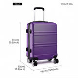 K1871-1L - Kono ABS Sculpted Horizontal Design 3 Piece Suitcase Set - Purple