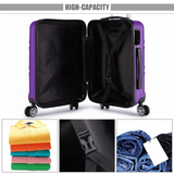 K1871-1L - Kono ABS Sculpted Horizontal Design 3 Piece Suitcase Set - Purple