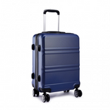 K1871-1L - Kono ABS Sculpted Horizontal Design 3 Piece Suitcase Set - Navy Blue