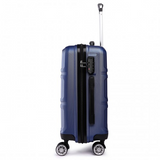 K1871-1L - Kono ABS Sculpted Horizontal Design 3 Piece Suitcase Set - Navy Blue