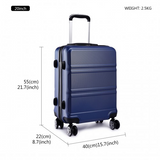 K1871-1L - Kono ABS Sculpted Horizontal Design 3 Piece Suitcase Set - Navy Blue