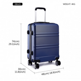 K1871-1L - Kono ABS Sculpted Horizontal Design 3 Piece Suitcase Set - Navy Blue