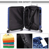 K1871-1L - Kono ABS Sculpted Horizontal Design 3 Piece Suitcase Set - Navy Blue