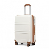 K1871-1L - Kono ABS 24 Inch Sculpted Horizontal Design Suitcase - Cream