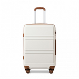 K1871-1L - Kono ABS 24 Inch Sculpted Horizontal Design Suitcase - Cream