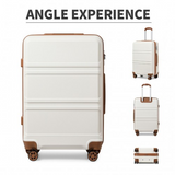 K1871-1L - Kono ABS 24 Inch Sculpted Horizontal Design Suitcase - Cream