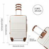 K1871-1L - Kono ABS 24 Inch Sculpted Horizontal Design Suitcase - Cream