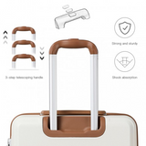 K1871-1L - Kono ABS 24 Inch Sculpted Horizontal Design Suitcase - Cream