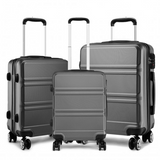 K1871-1L - Kono ABS Sculpted Horizontal Design 3 Piece Suitcase Set - Grey