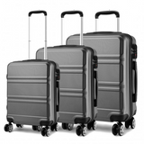 K1871-1L - Kono ABS Sculpted Horizontal Design 3 Piece Suitcase Set - Grey