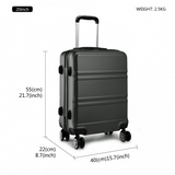 K1871-1L - Kono ABS Sculpted Horizontal Design 3 Piece Suitcase Set - Grey