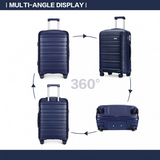 K2091L - Kono 24 Inch Multi Texture Hard Shell PP Suitcase - Classic Collection - Navy