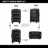 K2092L - Kono Bright Hard Shell PP Suitcase 3 Pieces Set - Classic Collection - Black