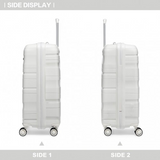 K2094L - Kono 14/20 Inch Lightweight Polypropylene Hard Shell 2 Piece Suitcase Set With TSA Lock And Vanity Case - Cream White