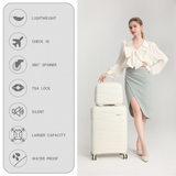 K2094L - Kono Lightweight Polypropylene Hard Shell 4 Piece Suitcase Set With TSA Lock And Vanity Case - Cream White