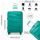 K2094L - Kono 28 Inch Lightweight Polypropylene Hard Shell Suitcase With TSA Lock - Teal