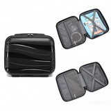 K2094L - Kono Lightweight Polypropylene Hard Shell 4 Piece Suitcase Set With TSA Lock And Vanity Case - Black