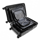 K2094L - Kono Lightweight Polypropylene Hard Shell 4 Piece Suitcase Set With TSA Lock And Vanity Case - Black