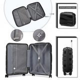 K2094L - Kono 14/20 Inch Lightweight Polypropylene Hard Shell 2 Piece Suitcase Set With TSA Lock And Vanity Case - Black