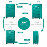 K2094L - Kono 20 Inch Lightweight Polypropylene Hard Shell Suitcase With TSA Lock - Teal