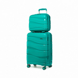 K2094L - Kono 14/20 Inch Lightweight Polypropylene Hard Shell 2 Piece Suitcase Set With TSA Lock And Vanity Case - Teal