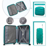 K2094L - Kono 14/20 Inch Lightweight Polypropylene Hard Shell 2 Piece Suitcase Set With TSA Lock And Vanity Case - Teal